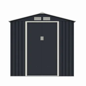 Casuta / magazie de gradina metalica MESTERINO Archer-Plus-C-3, gri/bej, 213x322x205 cm, cu usi culisante, baza metalica CADOU imagine