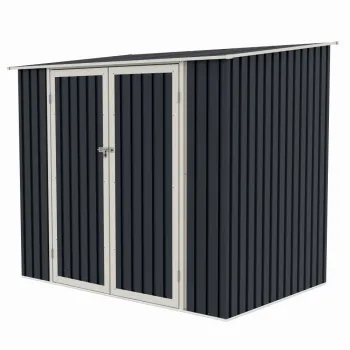 Casuta / magazie de gradina premium metalica, MESTERINO Joy-B, Gri/Bej, dimensiuni 222x149x194 cm, cu usi cu balama si baza metalica imagine