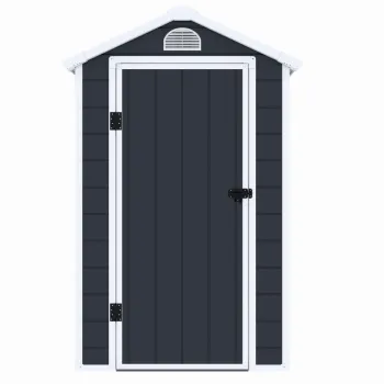 Casuta / magazie de gradina premium, panel plastic si ranforsare metal, MESTERINO AVE-B, Gri/Bej, dimensiuni 134x192x204 cm, usa cu balama, baza metalica imagine