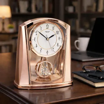 Ceas de masa cu pendul decorativ 21.3x17.8x7.6 cm design elegant modern silentios imagine