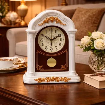 Ceas de masa decorativ - stil vintage elegant cu pendul 22 x 34 cm imagine