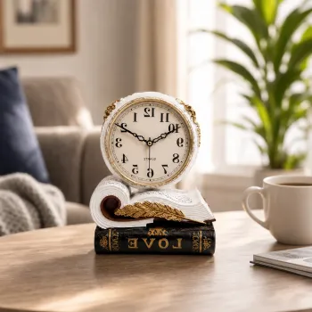 Ceas de masa decorativ vintage pentru living dormitor birou 22 x 16 cm imagine
