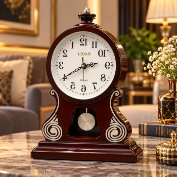 Ceas de Masa Premium cu Pendul, Mecanism Quartz, Design Clasic Elegant - 40 x 28 cm imagine