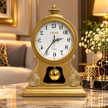 Ceas de Masa Premium cu Pendul, Mecanism Quartz, Design Clasic Elegant - 40 x 28 cm imagine
