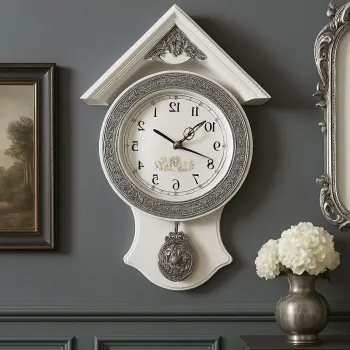 Ceas de perete cu pendul - model casuta, design elegant 30 x 50 cm imagine