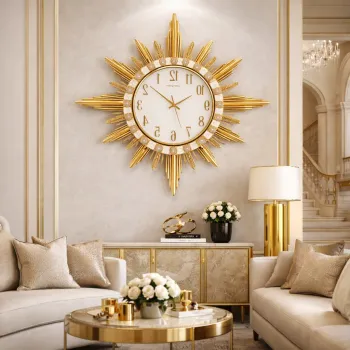 Ceas de perete decorativ auriu 87 cm, model elegant cu efect luxury imagine