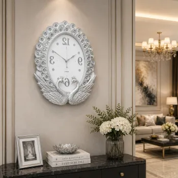Ceas de perete decorativ cu lebede - 47 x 42 cm, mecanism Quartz imagine