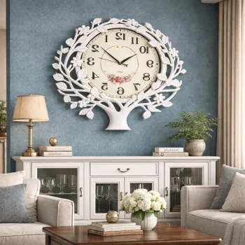 Ceas de perete decorativ model copac 60x56 cm design elegant pentru living imagine