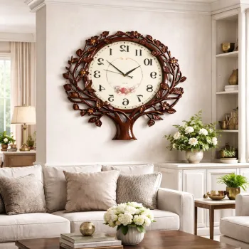 Ceas de perete decorativ model copac 60x56 cm design elegant pentru living imagine