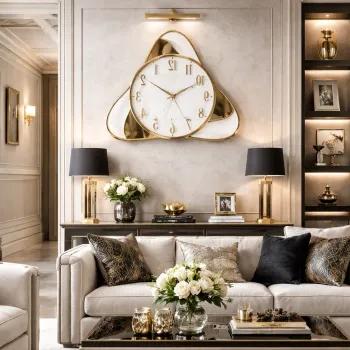 Ceas de perete decorativ modern 51x47 cm - design elegant cu accente geometrice imagine
