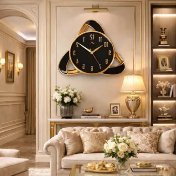 Ceas de perete decorativ modern 51x47 cm - design elegant cu accente geometrice imagine