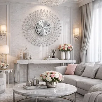 Ceas de perete decorativ premium - metal si cristale - 70 cm - design elegant radiant imagine