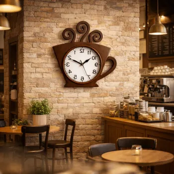 Ceas de perete model ceasca cafea 29x27 cm - design decorativ pentru bucatarie sau cafenea imagine