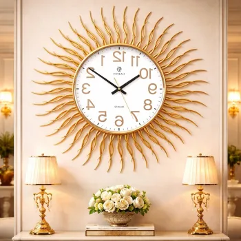 Ceas de perete model soare 69 cm decorativ fosforescent modern elegant silentios imagine