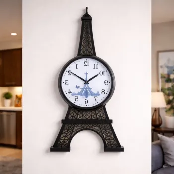 Ceas de perete Turnul Eiffel 70 cm decor modern pentru living si birou imagine