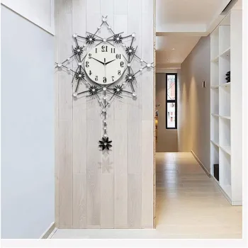 Ceas decorativ de perete metal cu pendul 60x60 cm design elegant imagine