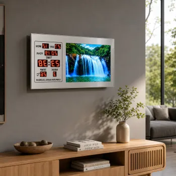 Ceas Veioza Acvariu Rotativ Termometru Calendar Digital LED 42x8.2x25.6 cm imagine
