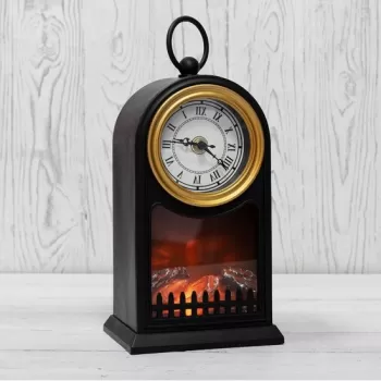 Ceas Vintage decorativ cu aspect de semineu, alimentare baterii si cablu imagine