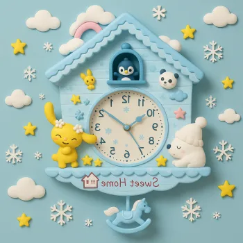 Ceasuri decorative de perete pentru camera copiilor - modele Sweet Home si Welcome Home (36 x 30 cm) imagine