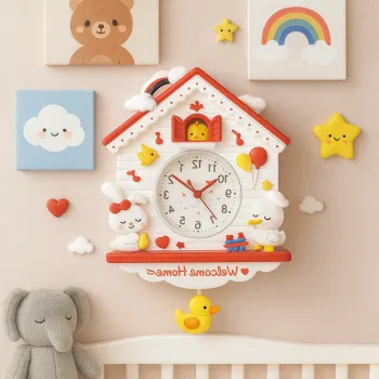Ceasuri decorative de perete pentru camera copiilor - modele Sweet Home si Welcome Home (36 x 30 cm) imagine