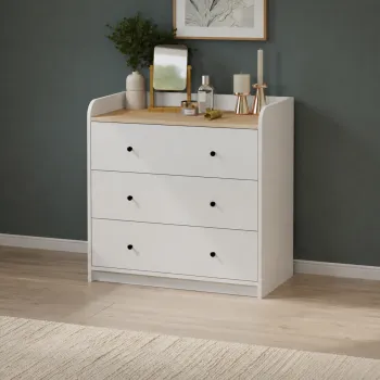 Comoda dormitor din PAL 90x50,1x90 cm, cu 3 sertare si 6 compartimente imagine