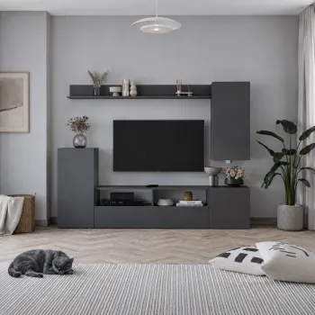 Comoda TV 210x38x90,4 cm, cu dulap suspendat, pentru living imagine