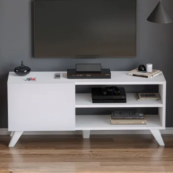 Comoda TV Malta, 100 cm, PAL 18 mm, cu usa si rafturi, stil scandinav imagine