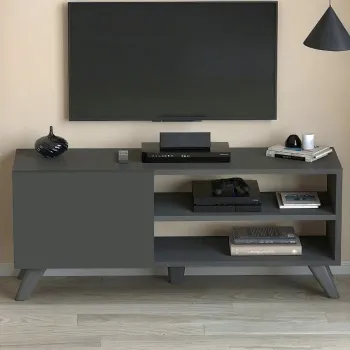 Comoda TV Malta, 100 cm, PAL 18 mm, cu usa si rafturi, stil scandinav imagine