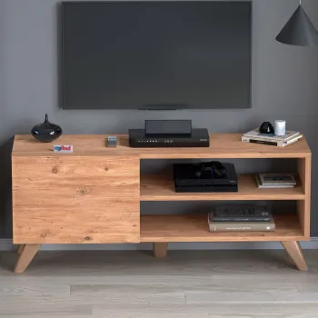 Comoda TV Malta, 100 cm, PAL 18 mm, cu usa si rafturi, stil scandinav imagine