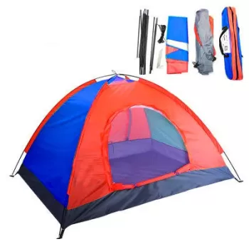 Cort camping 2-6 persoane cu plasa pentru insecte rosu/albastru imagine