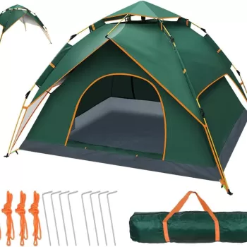 Cort camping 3-4 persoane cu deschidere automata pop-up, impermeabil, protectie UV, 2 usi, 2 moduri instalare imagine
