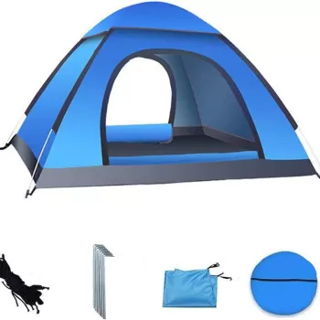 Cort camping cu deschidere automata pop-up, impermeabil, protectie UV, 2 usi, saltea inclusa imagine