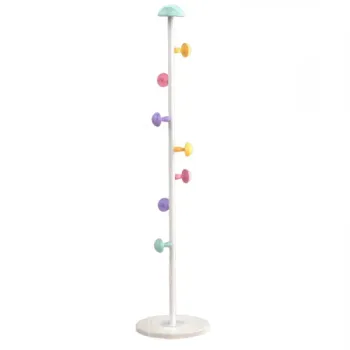 Cuier pentru haine, 7 carlige in forma de ciuperca, otel carbon, 167 x 30 cm, albastru imagine