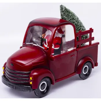 Decoratiune Craciun, Tip Masina, Figurine Mos Craciun cu Bradul, 3 Moduri, Functie Muzicala, Zapada in Miscare 24 x 10 x 19 cm, Alb Cald imagine