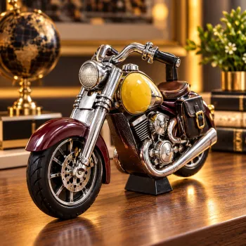 Decoratiune Premium Motocicleta Vintage din Rasina - aprox. 28 x 15 cm imagine