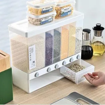 Dozator pentru 6 tipuri de cereale, paste fainoase, dulciuri, seminte, ideal pentru bucatarie, 10L imagine