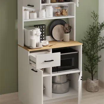Dulap Aybuke multifunctional cu 4 usi si sertar, mobilier bucatarie colt cafea sau camara 90 x 180 cm, PAL melaminat 18 mm finisaj Stejar Safir aspect premium, capacitate mare depozitare, stil modern imagine