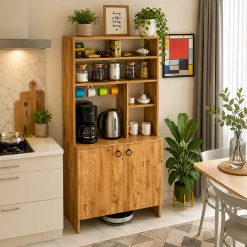 Dulap Bucatarie cu rafturi si 2 usi, PAL 18 mm, 80 x 35 x 170 cm imagine