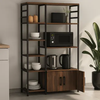 Dulap de bucatarie cu 8 rafturi si 2 usi, cadru metalic, PAL 18 mm,  140,7 x 83,6 x 30,2 cm imagine