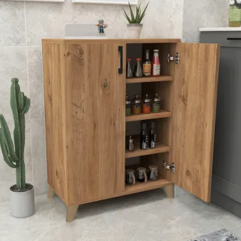 Dulap de depozitare multifunctional cu 2 usi si 4 rafturi, 72x32,5x88 cm imagine