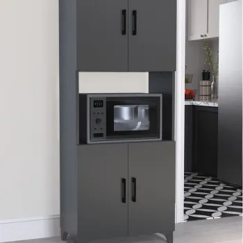Dulap Ece pentru cuptor microunde, suport microunde cu raft superior si usa 60 x 90 cm, dulap bucatarie compact, PAL melaminat 18 mm clasa E1, ideal pentru bucatarii mici, stil modern minimalist scandinav imagine