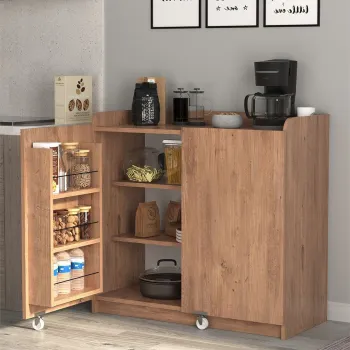 Dulap Gokce camara multifunctional 80 x 180 cm, dulap bucatarie sau depozitare inalt, rafturi reglabile pe inaltime, usi cu inchidere silentioasa soft-close, PAL melaminat 18 mm rezistent la umiditate, stil modern imagine