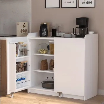 Dulap Gokce camara multifunctional 80 x 180 cm, dulap bucatarie sau depozitare inalt, rafturi reglabile pe inaltime, usi cu inchidere silentioasa soft-close, PAL melaminat 18 mm rezistent la umiditate, stil modern imagine