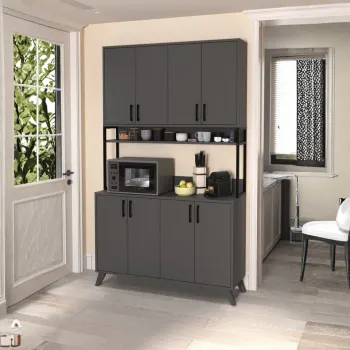 Dulap multifunctional cu 8 usi, 120x40x202 cm, alb, cu structura metalica rezistenta imagine