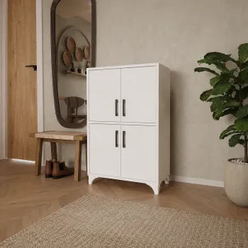 Dulap multifunctional din PAL 62,6x35,8x101 cm, cu 4 usi si 4 compartimente, pentru depozitare imagine