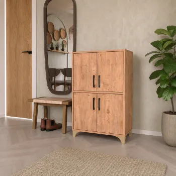 Dulap multifunctional din PAL 62,6x35,8x101 cm, cu 4 usi si 4 compartimente, pentru depozitare imagine
