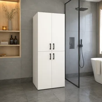 Dulap pentru masina de spalat din PAL 70x70x180 cm, cu 2 usi si rafturi, pentru baie imagine