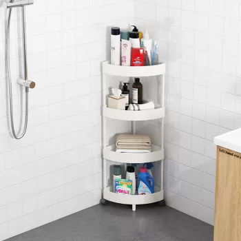 Etajera cu 4 rafturi pentru colt, coltar pentru living, baie, bucatarie 28 x 22 x 85cm imagine