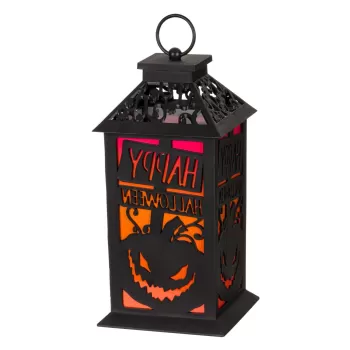 Felinar Decorativ Halloween Dovleac Negru 14x14x28cm imagine