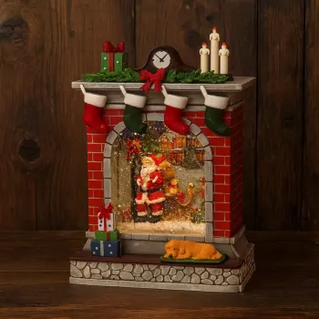 Felinar LED Multicolor - Semineul lui Mos Craciun cu Zapada Rotativa si Colinde imagine